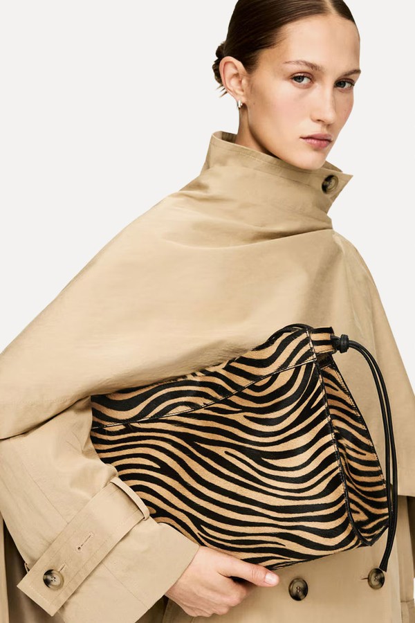Zebra-Print Leather Shoulder Bag from Arket
