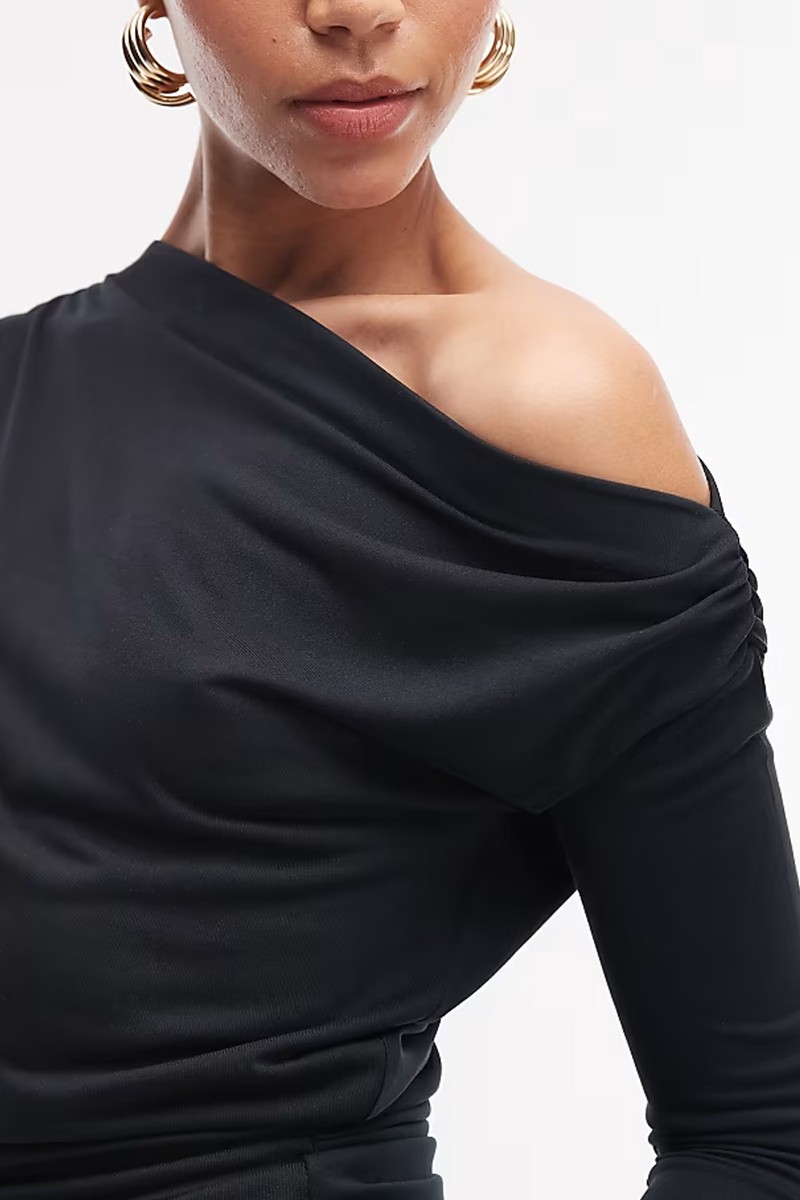 Drape Off Shoulder Top With Cinch Waist from ASOS DESIGN