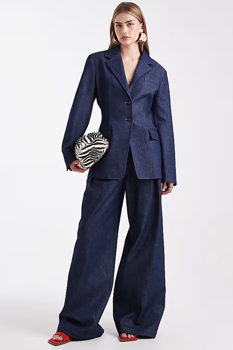 Tailored Denim Wide Leg Trousers Co-Ord  from ASOS DESIGN