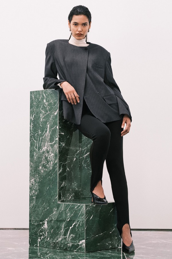 Tailored Strong Shoulder Collarless Blazer from ASOS DESIGN