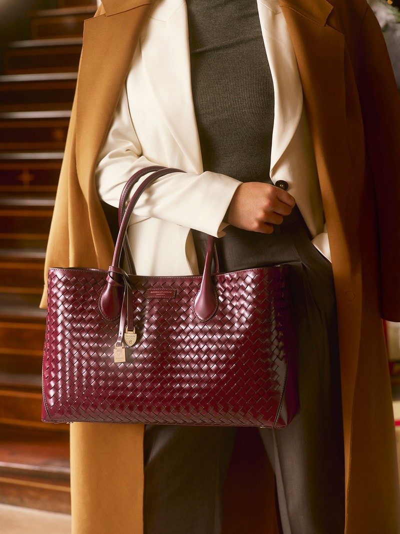 London Tote Woven Leather