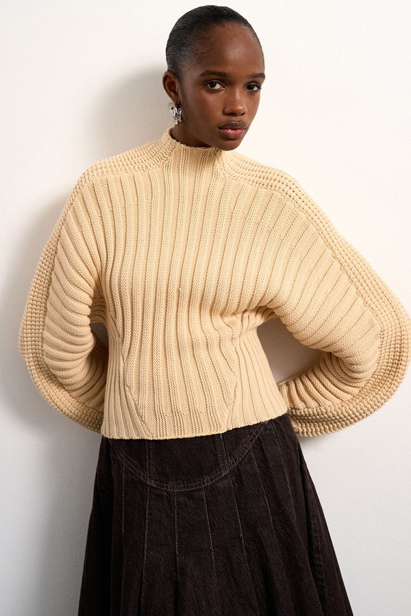  Knitted Ovoid Sleeve Jumper