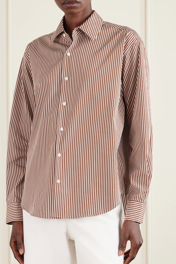 La Shirt Classica Striped Cotton-Poplin Shirt from Comme Si