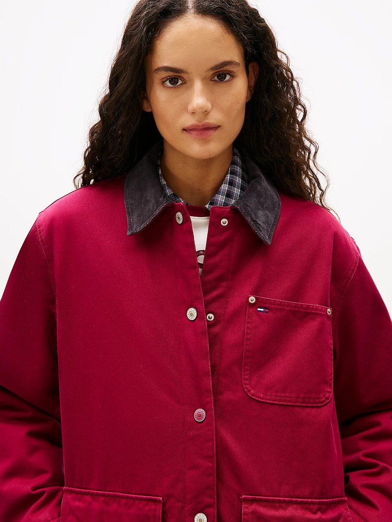 Corduroy Collar Twill Utility Jacket
