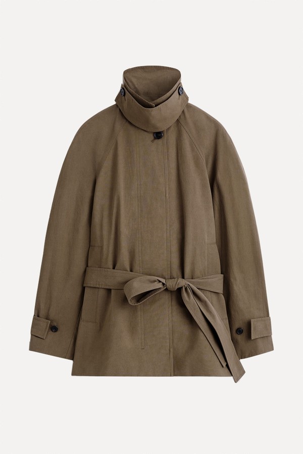 Belted Cotton Short Trench Jacket