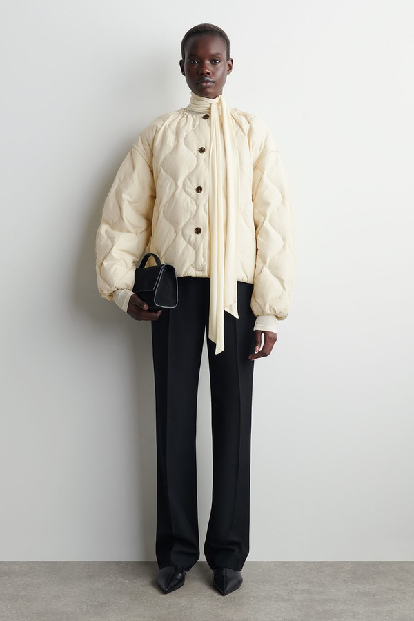 Gathered Quilted Down Jacket