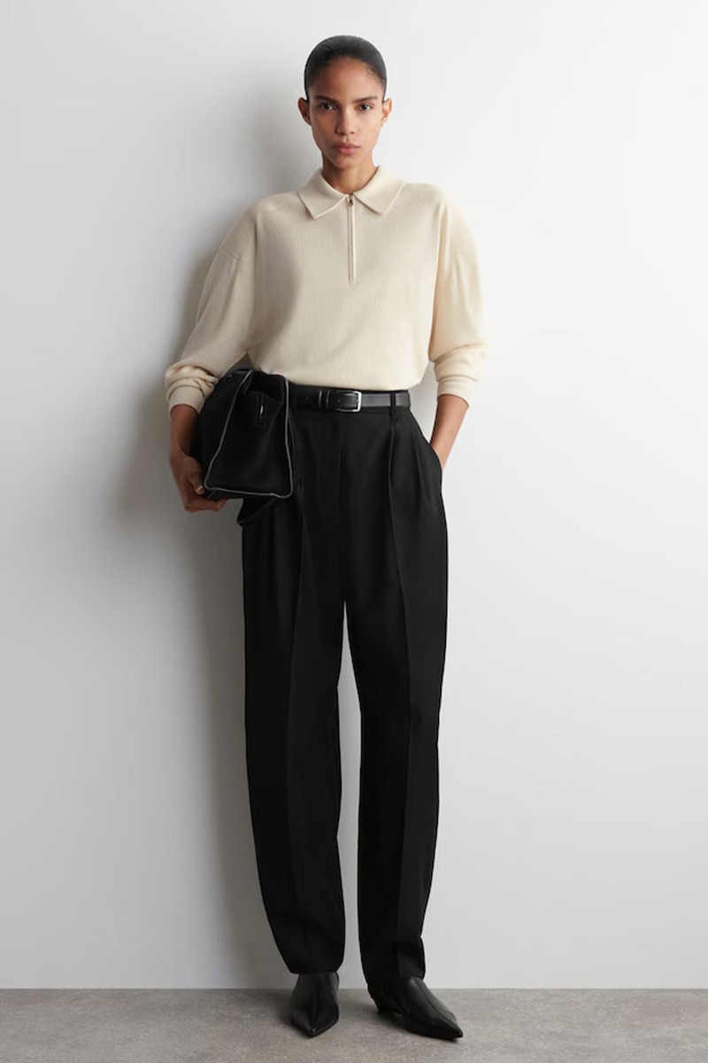 Merino Wool-Yak Zip-Up Polo Shirt from COS