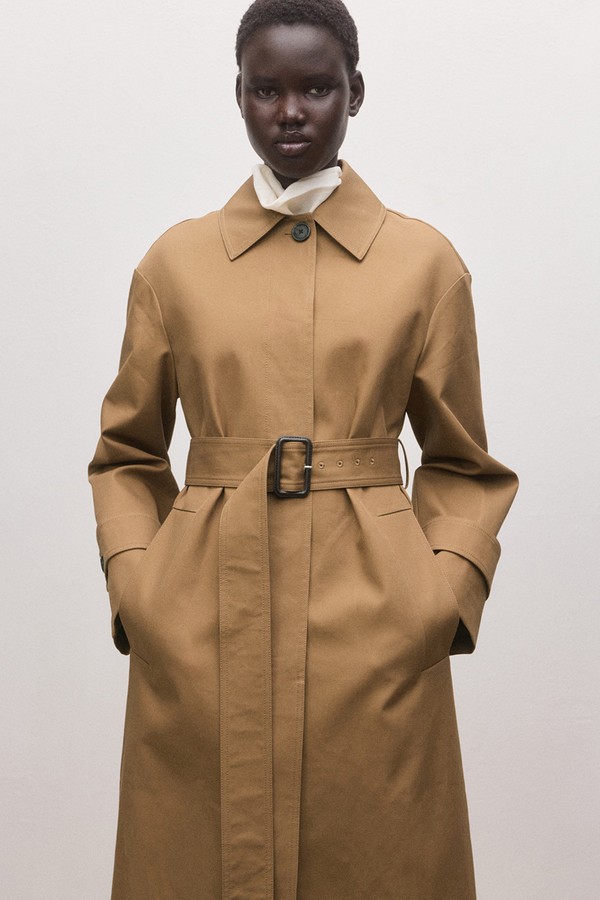 Cotton Trench Coat With Belt