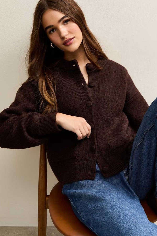 Crew Neck Knitted Cardigan