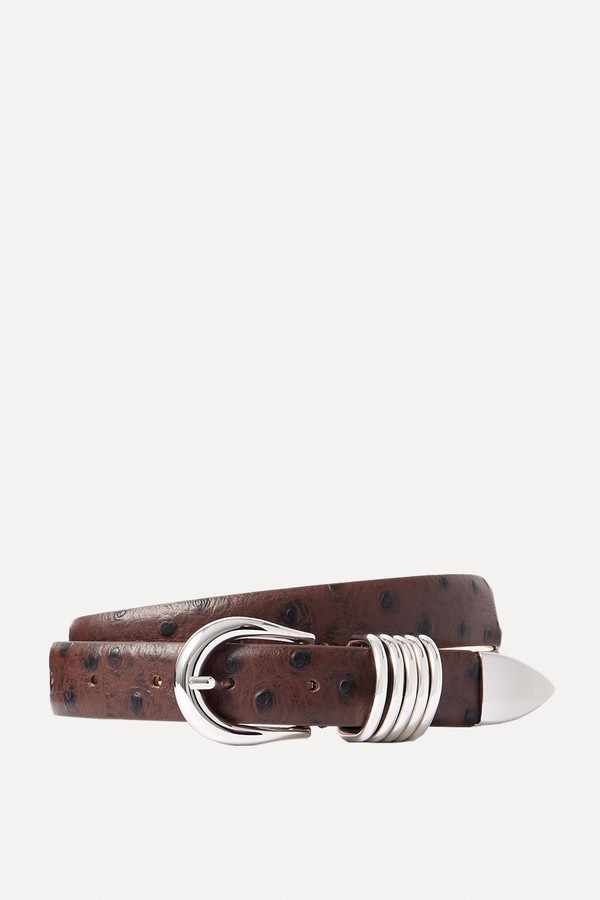 Hollyhock Ostrich-Effect Leather Waist Belt from Déhanche