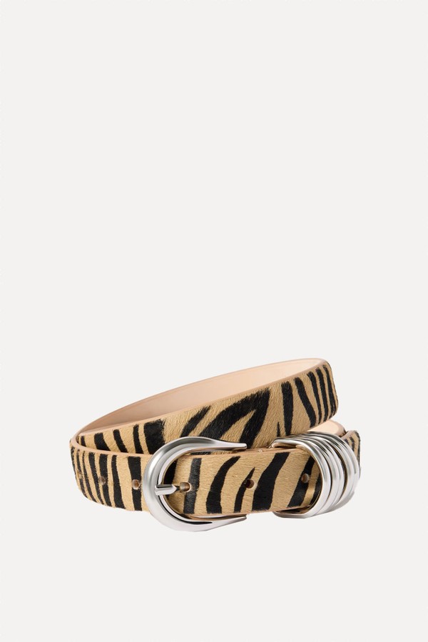 Hollyhock Zebra-Print Calf Hair Belt from DÉHANCHE 