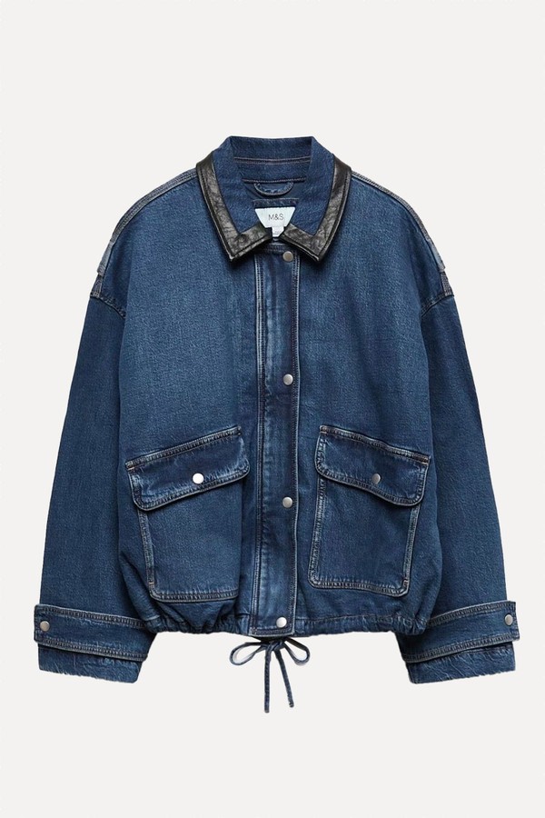 Denim Relaxed Bomber Jacket