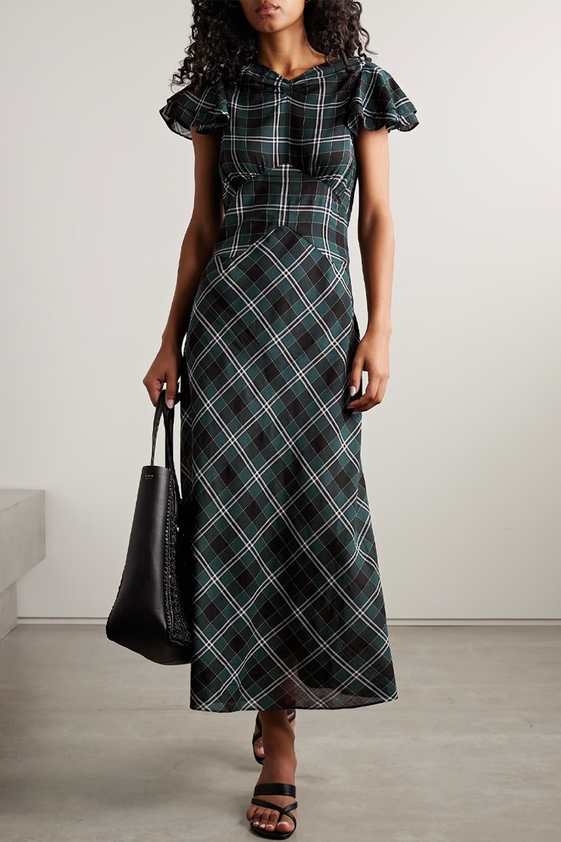 Seraphine Checked Cotton-Twill Midi Dress from DÔEN
