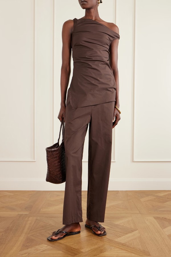 Cosima Asymmetric Gathered Cotton-Poplin Top from Faithfull