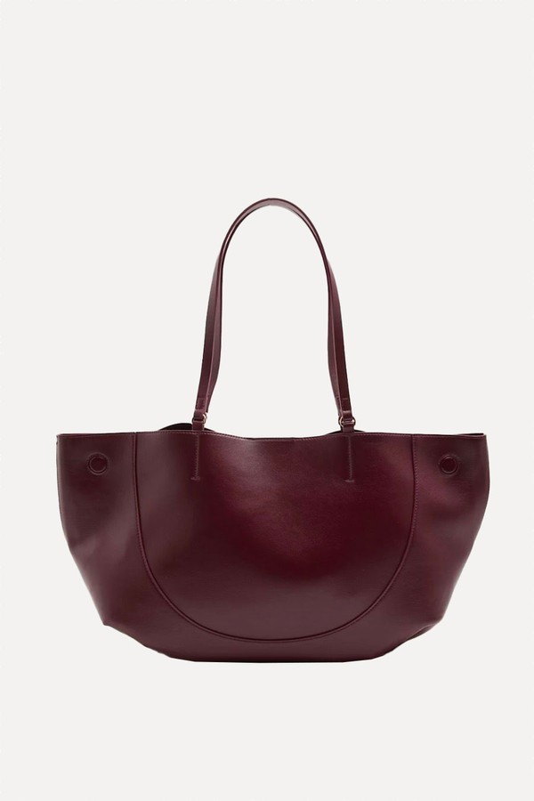 Faux Leather Stitch Detail Tote Bag
