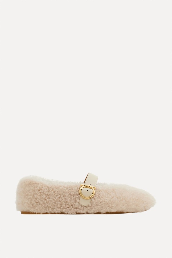 Shearling Ballet Flats from Ferragamo
