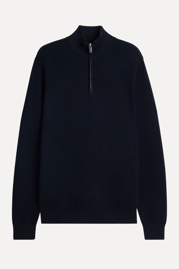 Pure Cotton Knitted Half Zip Jumper from F&F