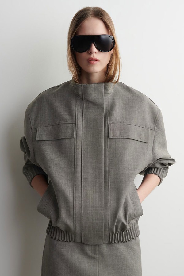 Funnel-Neck Wool-Blend Bomber Jacket from COS