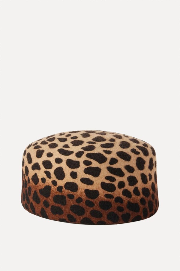 Lauren Leopard-Print Wool-Felt Pillbox Hat from Gigi Burris