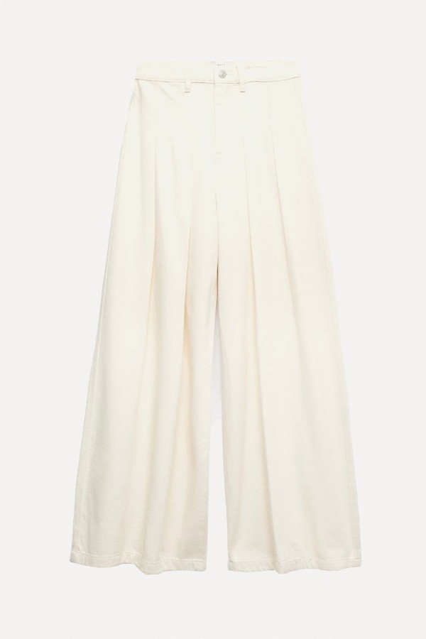 High Waisted Pleated Palazzo Jeans