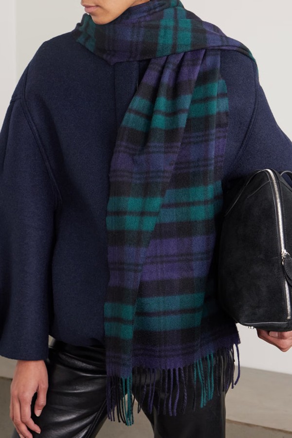 Fringed Checked Cashmere Scarf from JOHNSTONS OF ELGIN