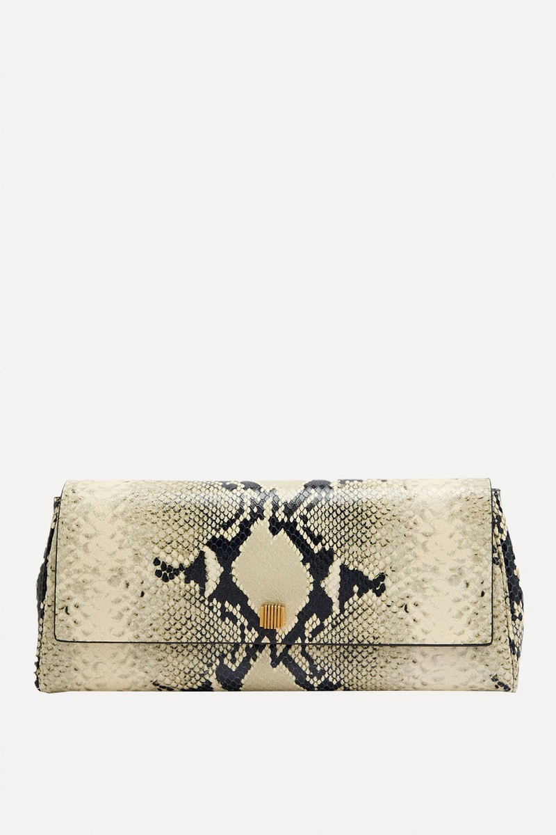 Audrey Python-Effect Leather Clutch from Khaite