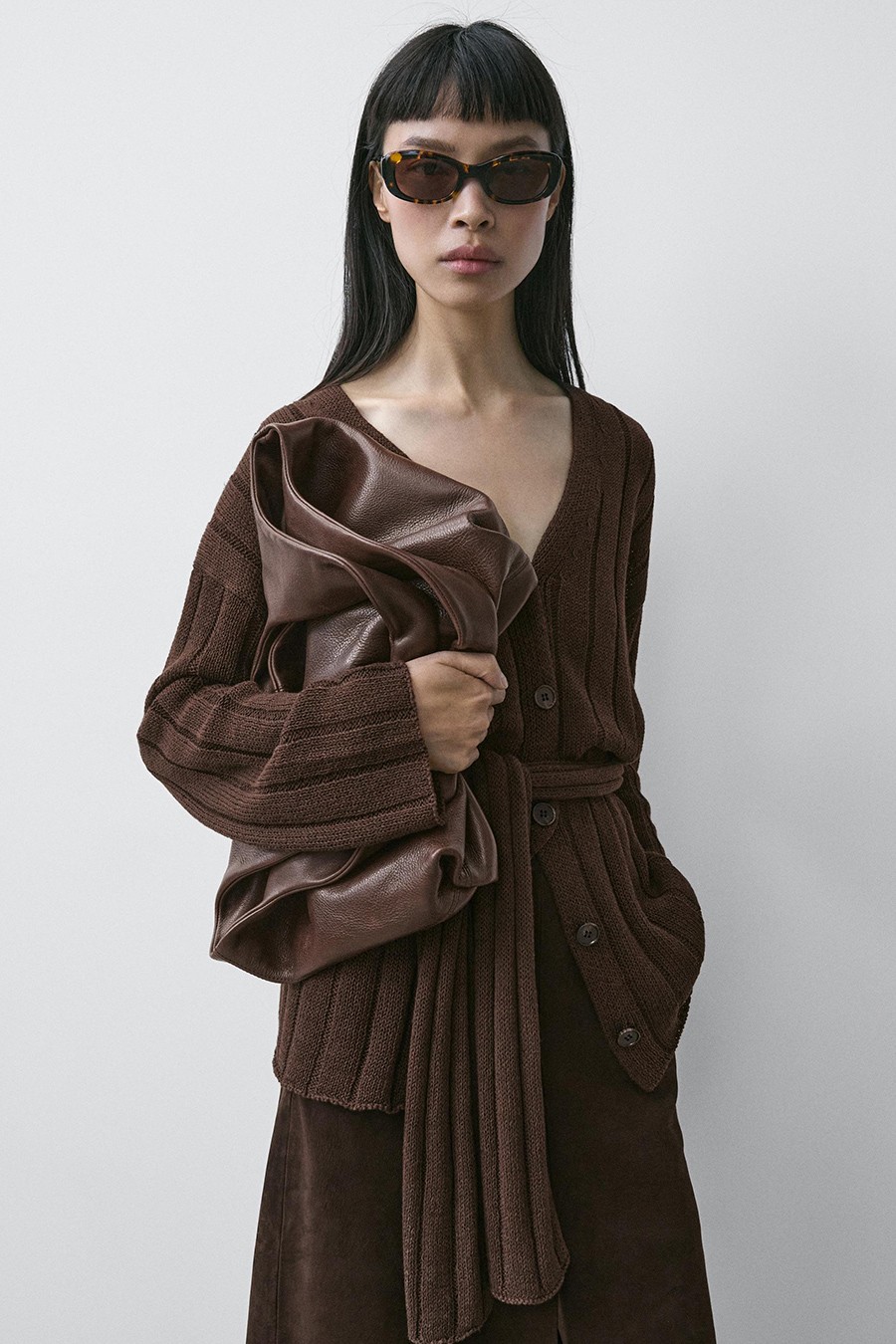 Knit Cardigan With Waist Detail