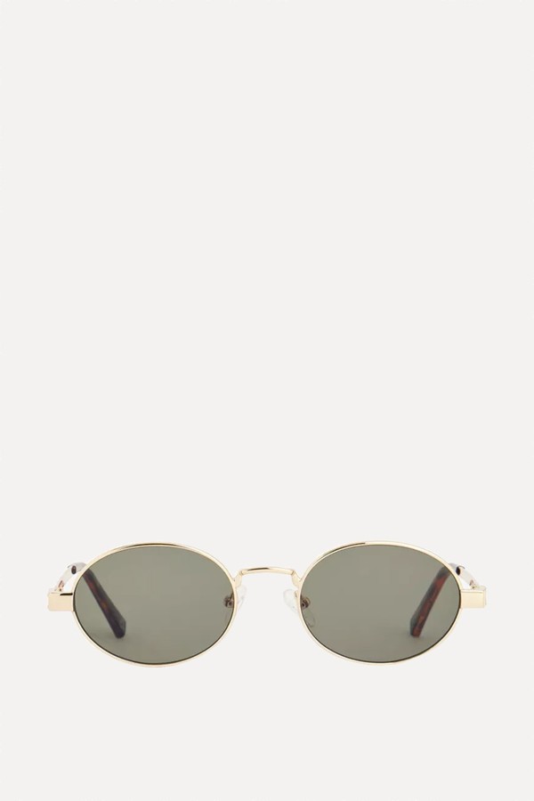 Poseidon Deux Oval-Frame Metal Sunglasses from Le Specs