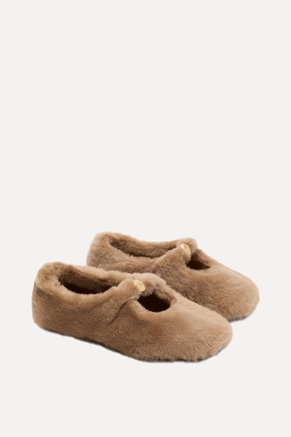 Pebble Soft Shearling Ballet Flats from Loewe