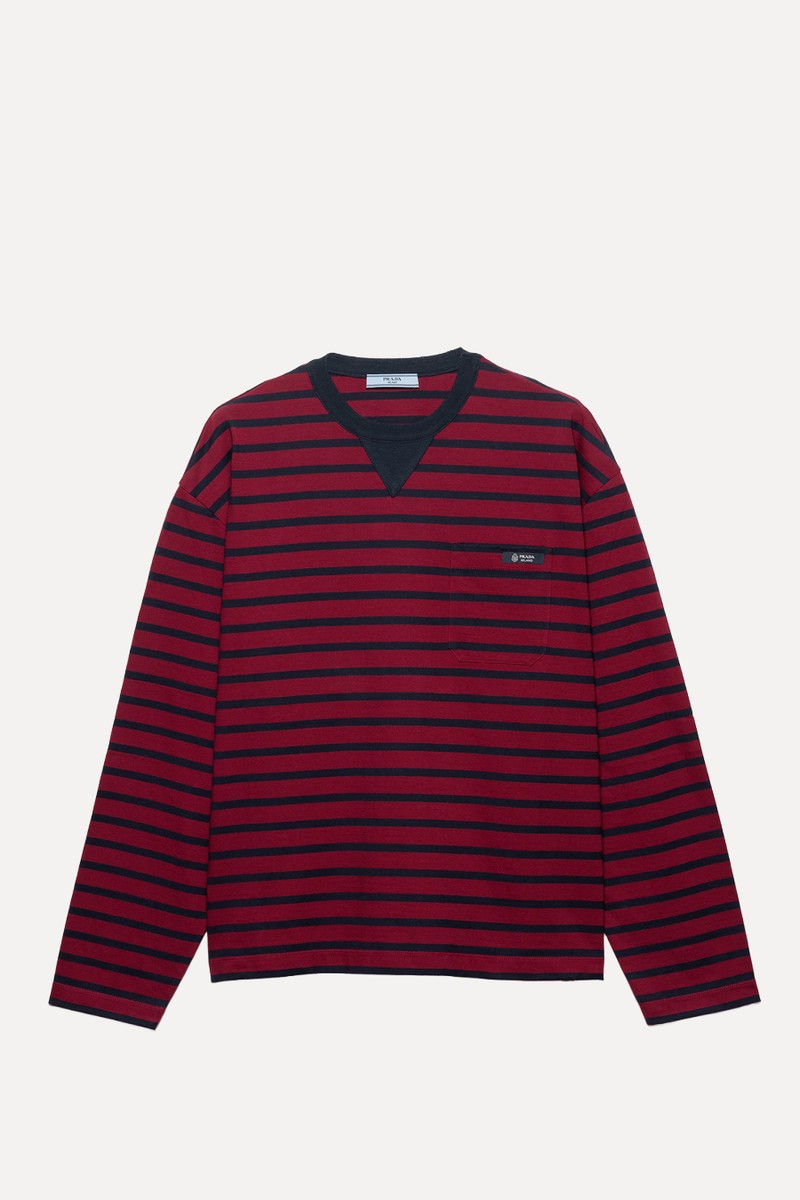 Long-Sleeved Striped Jersey T-Shirt 