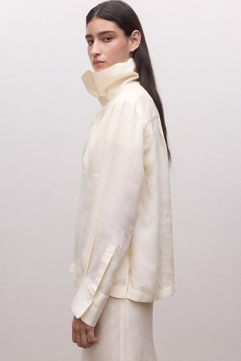 Lyocell Funnel Neck Shirt