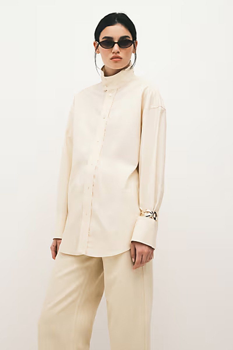 100% Cotton High Neck Shirt from Mango