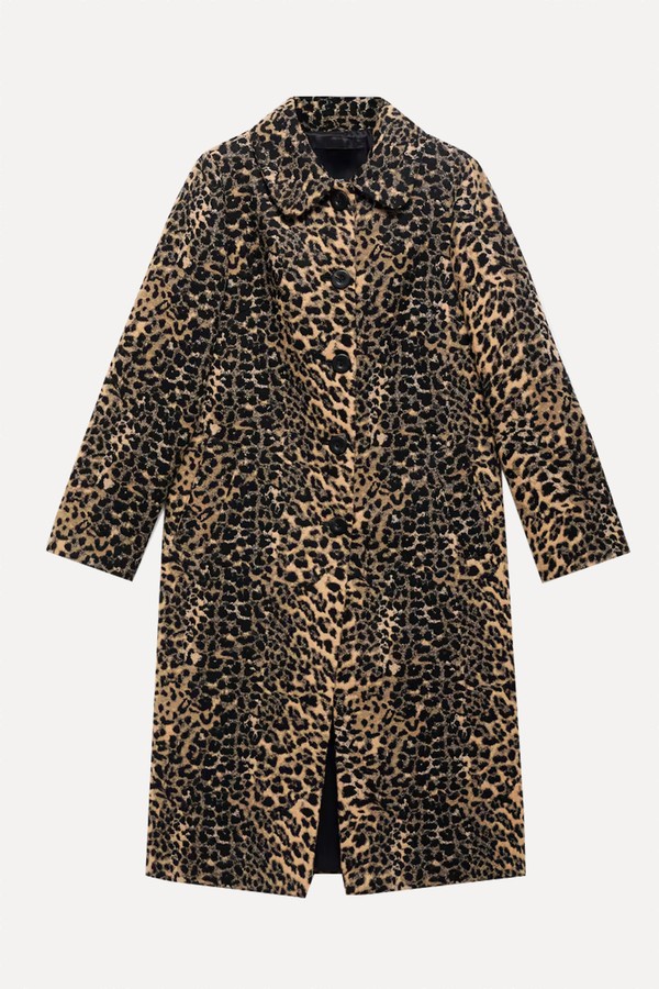 Leopard-Print Long Coat from Mango