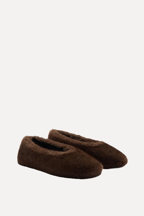 Fur-Effect Flat Shoes from Mango