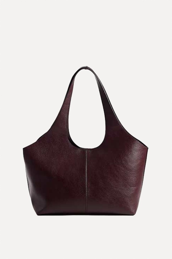 Minimal Faux Leather Tote Bag from Mango