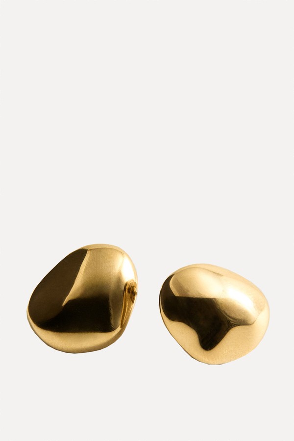 Round Embossed Stainless Steel Earrings from Mango