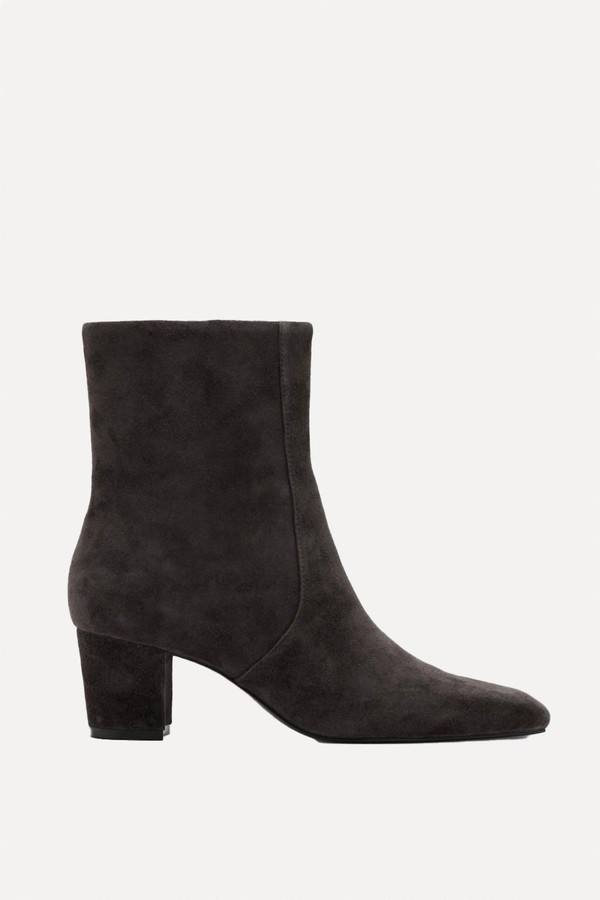 Suede Ankle Boots With Block Heel from Mango