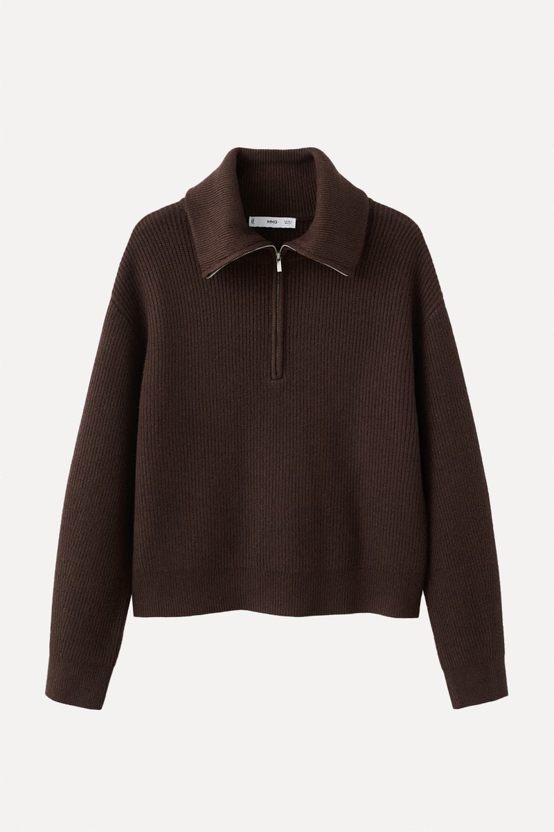 Sweater With Contrasting Zip Collar from Mango