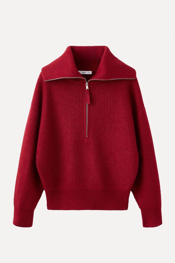 Sweater With Funnel Neck & Zip from Mango