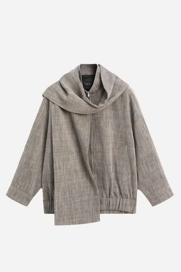 Flecked Bomber Jacket With Scarf from Massimo Dutti