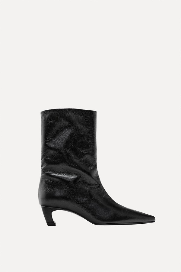Leather High Heel Ankle Boots from Massimo Dutti