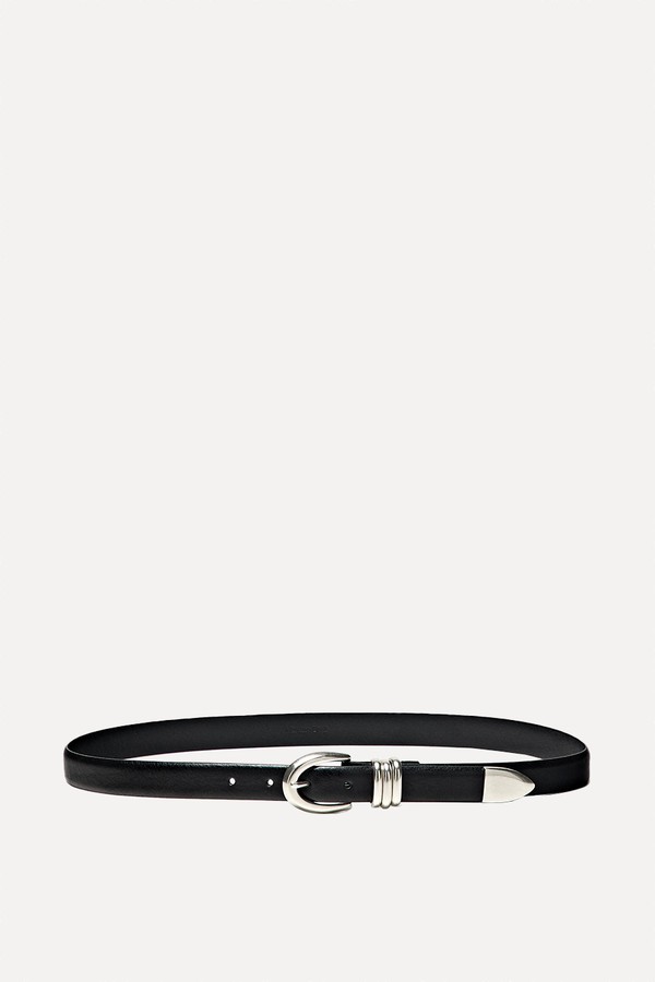 Nappa Leather Belt With Metallic Detail from Massimo Dutti