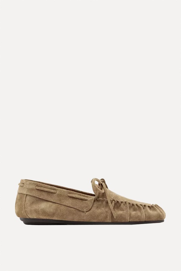 Soft Leather Loafers With Gathered Detail from Massimo Dutti