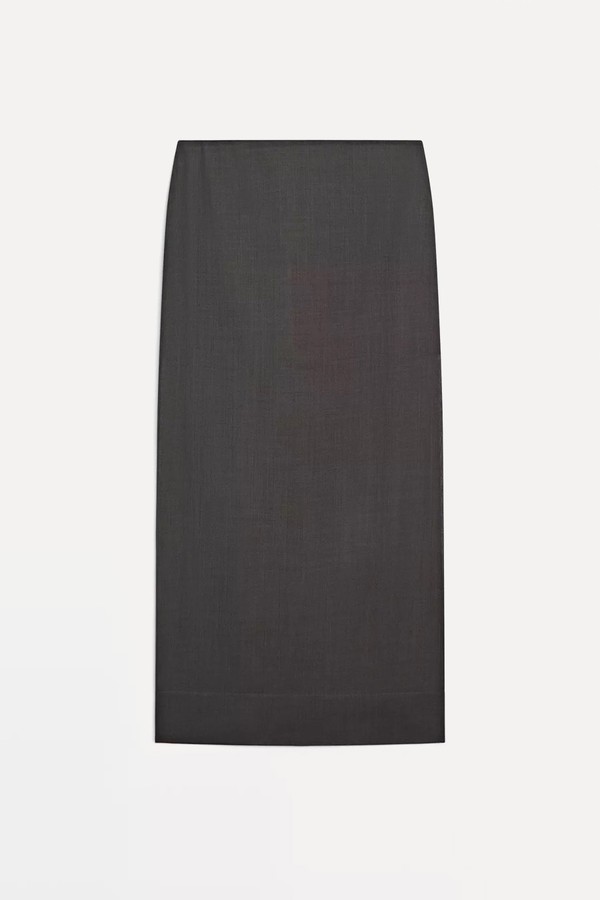 Straight Midi Skirt With Sheer Detail from MASSIMO DUTTI