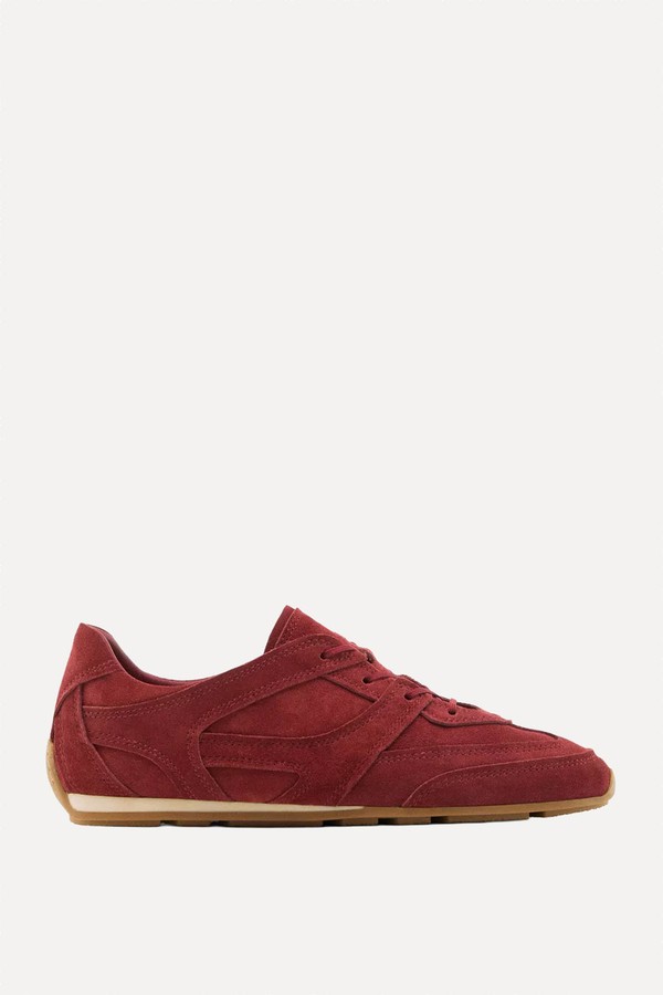 Split Leather Trainers With Piece Details from Massimo Dutti