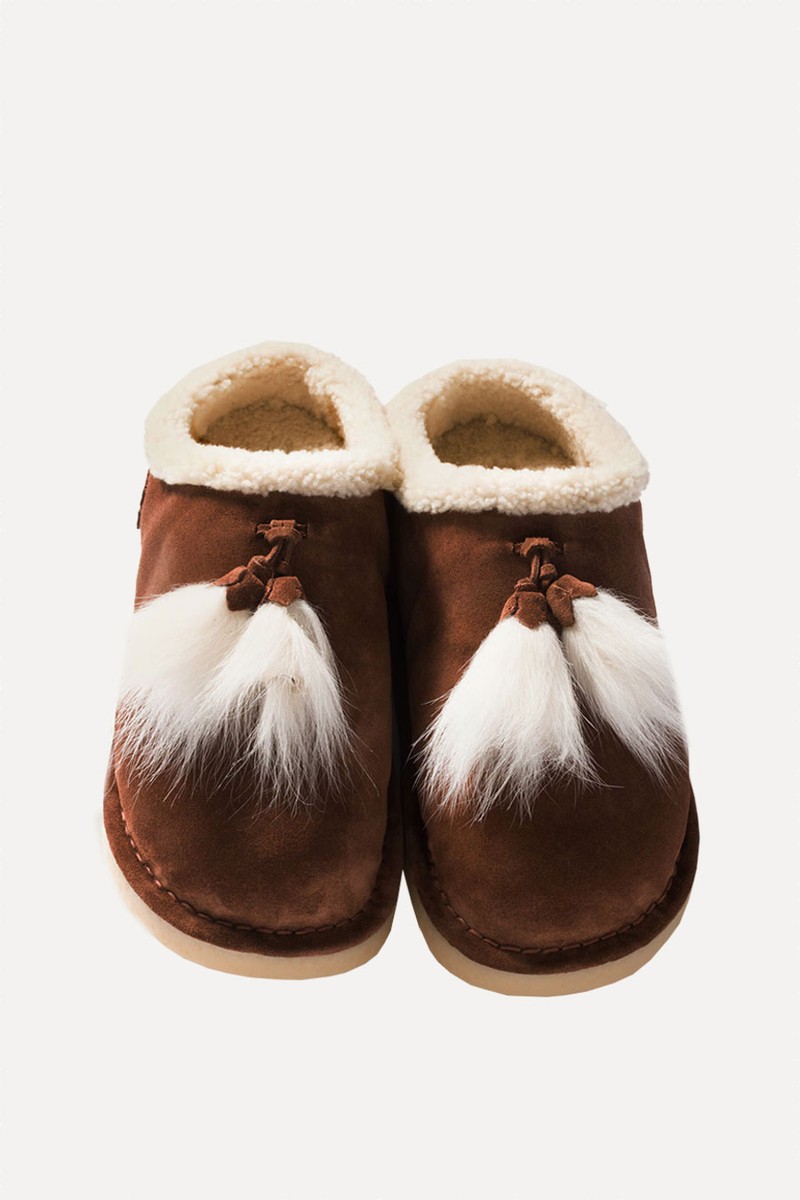 Suede & Shearling Mules from Miu Miu