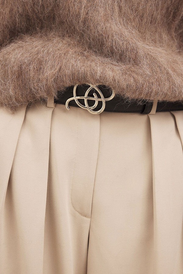 Asymmetric Buckle Leather Belt