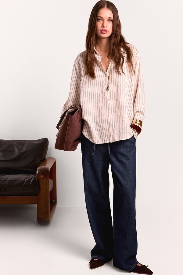 Denim Wide Leg Drawstring Waist Jeans