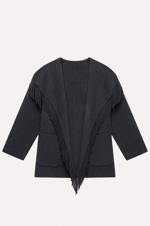 Wool Blend Hand Finished Tassel Coat from Mint Velvet 