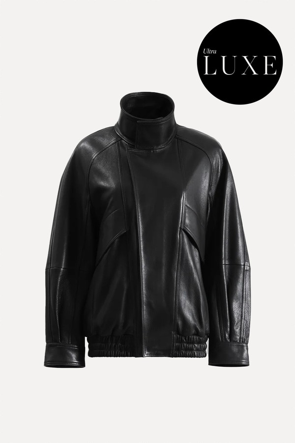 Ariste Oversized Paneled Leather Jacket from Nour Hammour